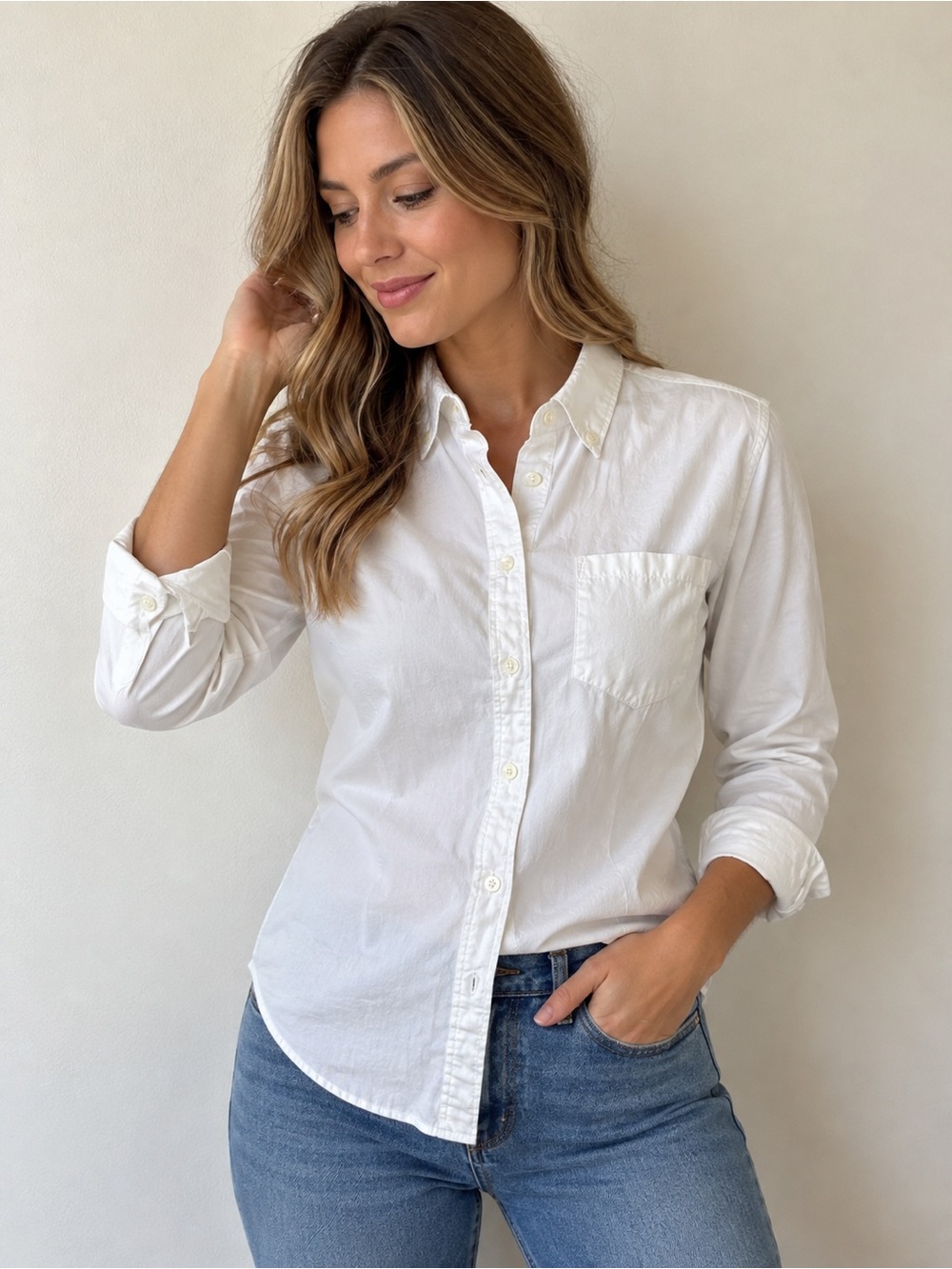 J.Crew Women’s Size 2 White Cotton Button Down Shirt Long Sleeve Classic